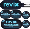 REVIX is pakker til skader Genanvendelige, 5-stykke sæt varm og kold Gel Ice Pack til Joints, Muscle, Post- workout Inddrivelse, justerbar og fleksible køleringe til knæer, ryg, arme og hals