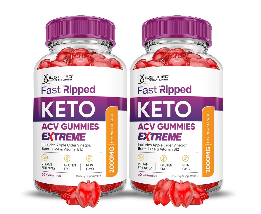 (2 Pack) Fast Ripped Keto ACV Gummies Extreme 2000MG Fast Ripped Keto Gummies Apple Cider Vinegar Formulated with Pomegranate Beet Juice Powder B12 Vegan Non GMO 120 Gummys