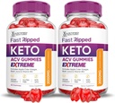 Justified Laboratories (2 Pack Fast Ripped Keto ACV Gummies Extreme 2000MG Fast Ripped Keto Gummies Apple Cider Vinagar Formuleret med Pomegranate Beet Juice Powder B12 Vegan Non GMO 120 Gummys