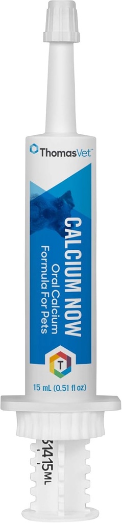 Thomas Pet Calcium Now - Fast- Absorbing, Oral Calcium supplement til hunde & katte - for Whelping, Queening, Nursing & Calcium Mangel - 15 ml (0,51 fl oz)