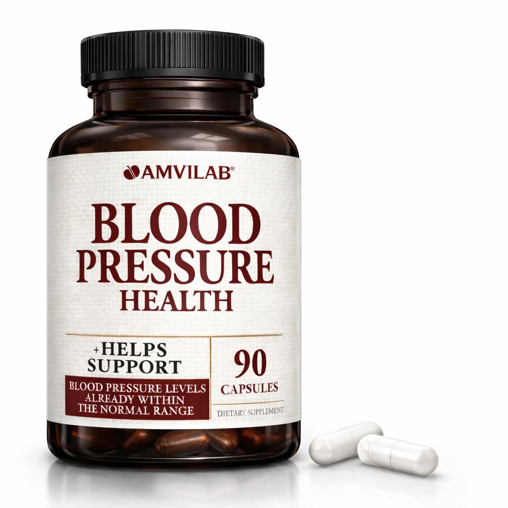 Blood Pressure Health - Hjælper support blodtryksniveauer - for sundt hjerte, Cholesterol & Cardio support - Vitaminer & urter - Non- GMO & Gluten Free - Kosttilskud - 90 kapsler