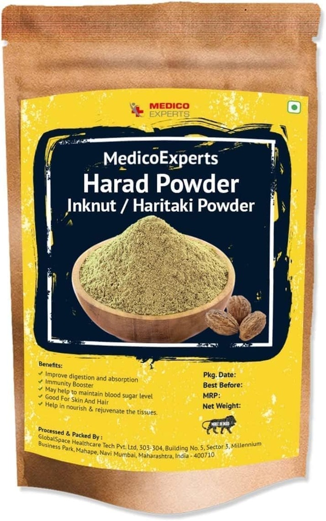 SENTA Haritaki Powder Organic - 100 GMS- 124; 100% Pure Harde Powder Б124; Kadukkai Powder Б124; Harad Powder Б124; Inknut Powder for mørke cirkler, ansigt, hud & sund fordøjelse