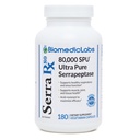 Serra-RX 80.000 SU Serrapeptase - Acid-Resstant Proteolytisk Systemisk Enzyme, Non- GMO, Gluten Free, Vegan, Understøtter Sinus & Lung Health, 180 Veg Kapsler
