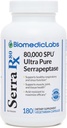 Serra-RX 80.000 SU Serrapeptase - Acid-Resstant Proteolytisk Systemisk Enzyme, Non- GMO, Gluten Free, Vegan, Understøtter Sinus & Lung Health, 180 Veg Kapsler