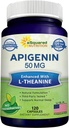 aSquared Nutrition Apigenin 50mg & L- Theanin 200mg - 120 kapsler - Apigenin Supplement piller til søvn og afslapning - Natural Bioflavonoid ekstrakt Fundet i kamillete