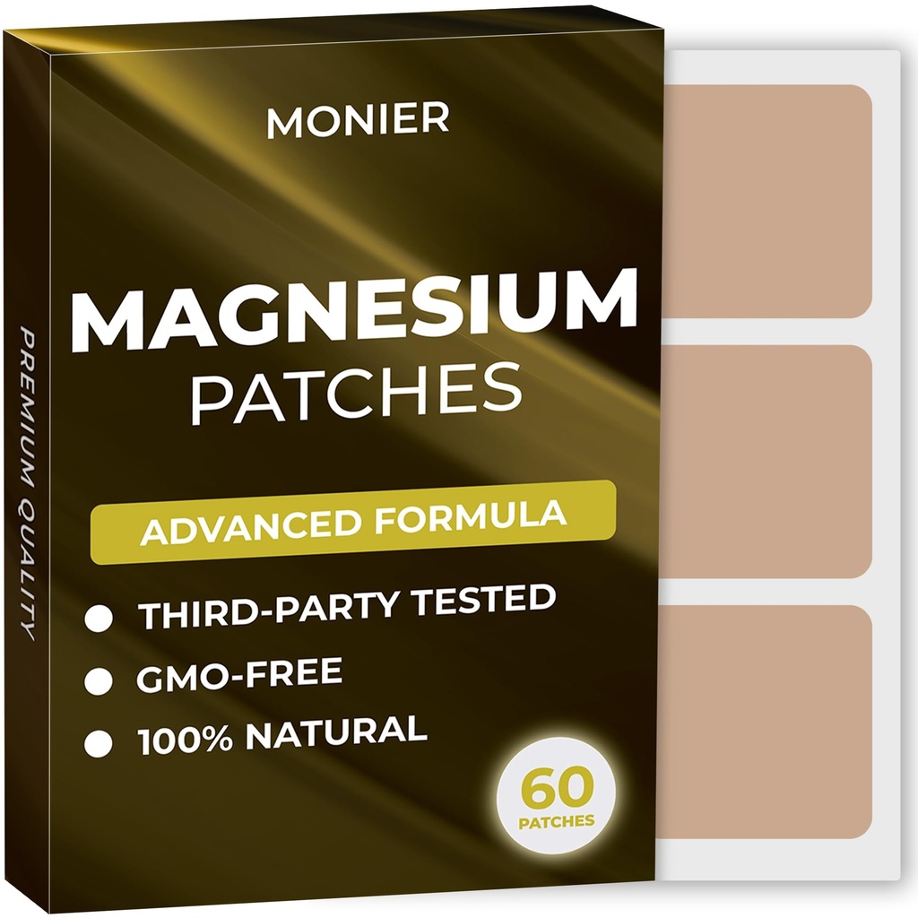 Magnesiumlapper (pakke med 60) - 100% Natural Patch for kvinder og mænd - med Calcium - Muskel og Ben Support, Calming - Forbedret formel