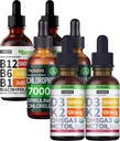 NUSAVA Strawberry Flavored D3 K2, Chlorophyll, & Vitamin B12 flydende dråber Bundle - Potent flydende vitaminer til hjerte, energi, hjerne & immunforsvar - Non- GMO, Gluten- fri, 2pk Hver