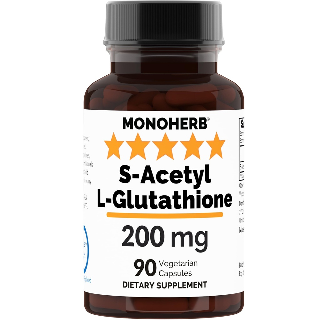 MONOHERB S- acetyl L- glutathion 200mg - 90 Vegetariske kapsler