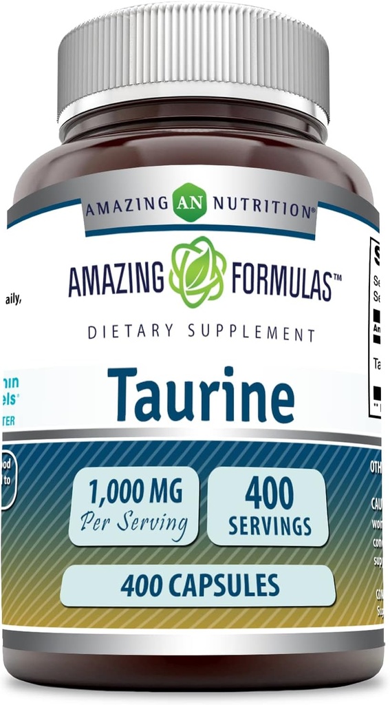 Amazing Formulas Taurine 1000mg kapsler Aminosyre Supplement 124; Non- GMO Note 124; Gluten Free