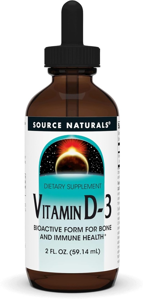 Source Naturals Vitamin D-3 Liquid Drops 2000 iu Understøtter Bone & immunforsvar * - 2 Fluid oz