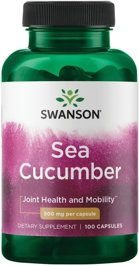 Swanson Sea Cuckumber - Naturligt supplement til fremme af fælles sundhed og mobilitet - støtter Cartiage Protection & Connective Tissue Health - (100 kapsler, 500mg hver)
