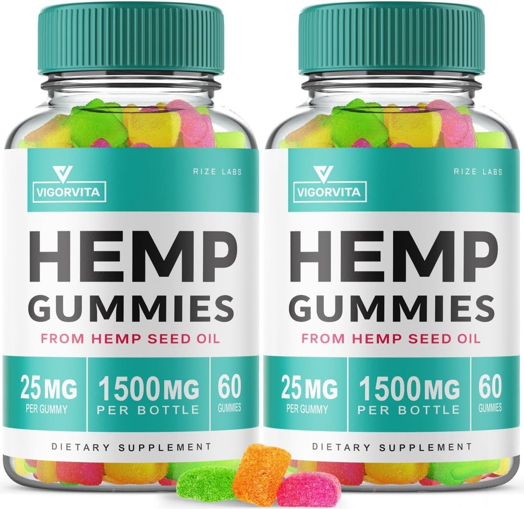 rize labs (Pack of 2 VigorVita Gummies, Maximum Strength Formula, Extra Advanced Gummy, Premium Blend Gummies Reviews for Good Well-Being, Gomitas (120 Gummies)