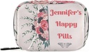 Custom Pill Box 7 Day Pill Case Bag Blossom Flower Personaliseret Navn Rejse Pill Organizer Bag med lynlås Portable ugentlige sag Kompakt størrelse for Vitamin Supplement Holder