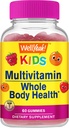 WellYe Kids Multivitamin Gummier; C-vitamin, D3, E, A, B6, B12, biotin, zink, folinsyre, jod og niacin; immunforsvar og energistøtte; Orange og Berry Flavor; 124; 60 Tælling