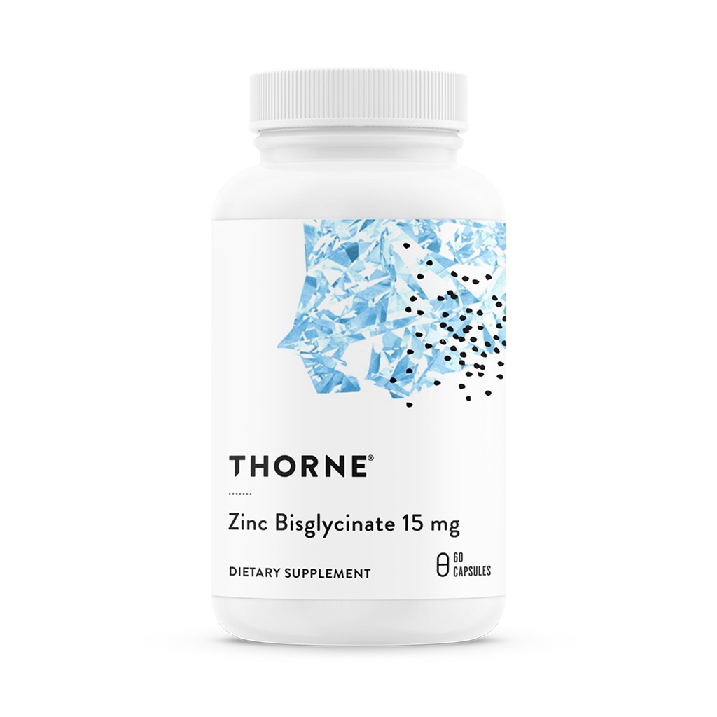 THORNE - Zinc Bisglycinate 15 mg - Highly Absorbable Zinc Supplement - Supports Immune System, Eye, Skin & Reproductive Health* - Third-Party Certified - Gluten, Dairy & Soy-Free - 60 Capsules