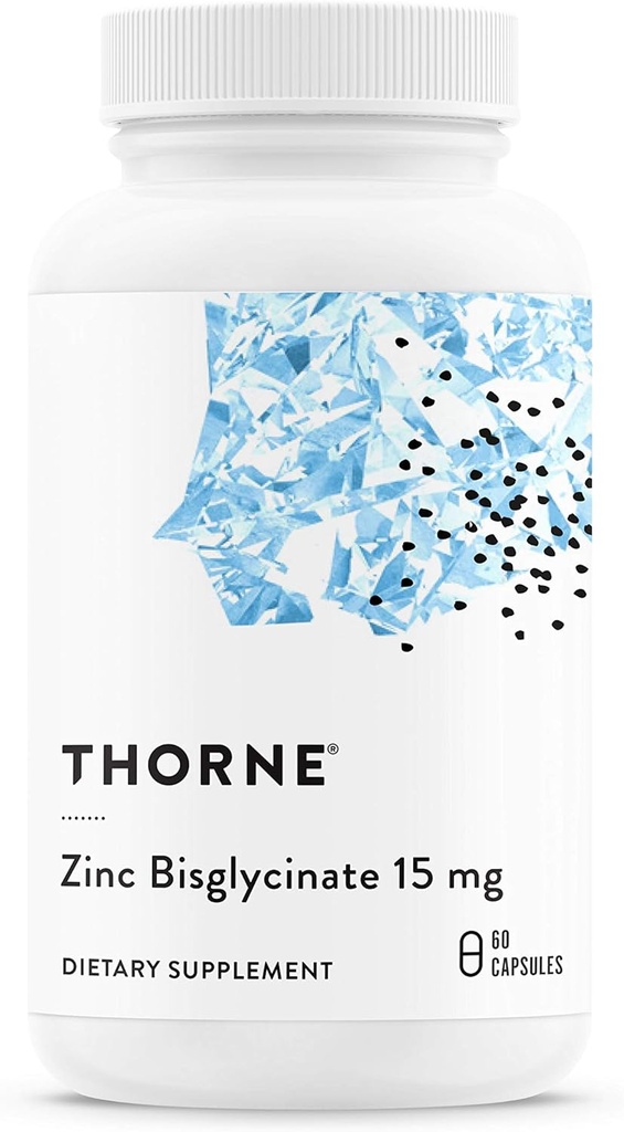 THORNE - Zink Bisglycinate 15mg - daglig støtte til hud, øje & immunsystem sundhed * - Chelated Zink supplement - 60 Servere