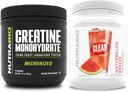 Nutrabio Creatine monohydrat, Unflavored, (150 g) og Clear Whey Protein Isolate, (Watermelon Breeze) Supplement Bundle - Muskelenergi, maksimal vækst, inddrivelse, og styrke