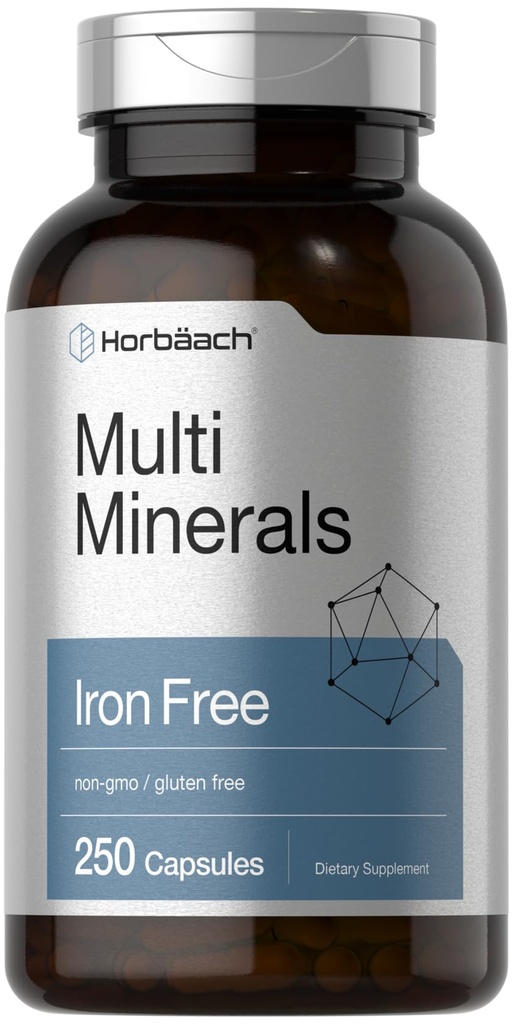 Horbäach Multi Minerals Supplement: 124; 250 Kapsler: 124; Iron Free