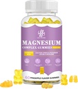 iMATCHME Magnesium Glycinate Gummies med Magnesium Malat, Taurat, Citrate, Kalium Complex tillæg med CoQ10, Calcium, Understøttelse til hukommelse, Ben, rolig, søvn, 60 Ananas Gummies