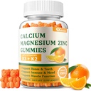 Calcium Magnesium Zinkgummier med vitamin D3 & K2 - Sukker fri Calciumgummier til kvinder og mænd - Knogle- og immunstøtte - Non- GMO, Gluten- fri, Orange Flavored - 60 Gummies