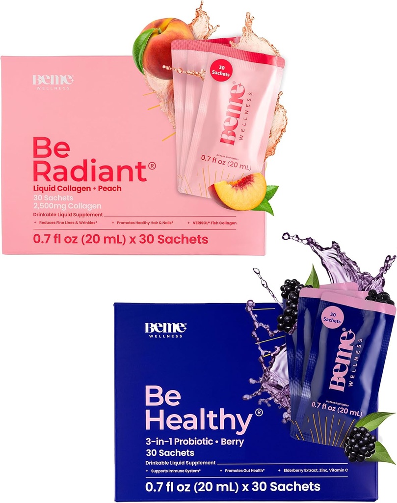 BeMe BeRadiant & BeSund Bundle - flydende kollagen & flydende probiotiske kosttilskud