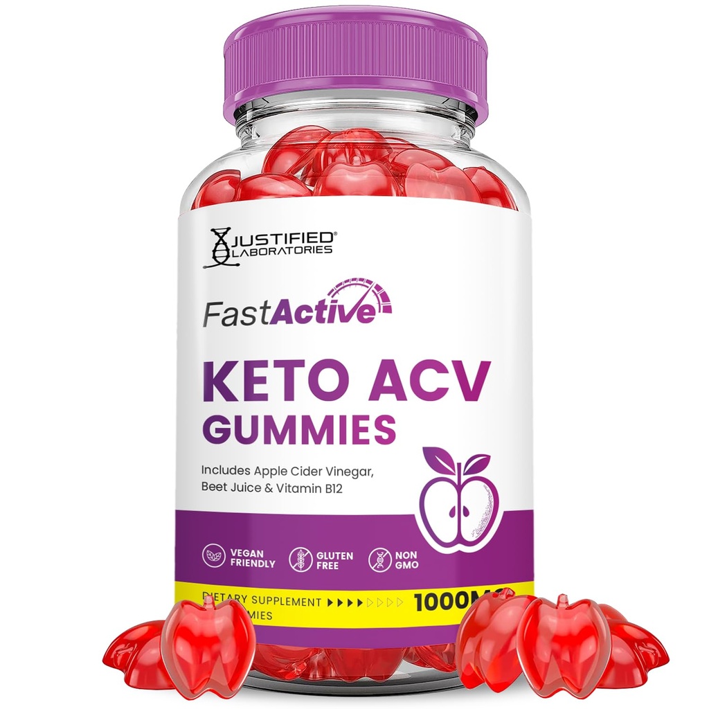 Hurtig aktiv Keto ACV Gummies Advanced Formel 1000MG Fast aktiv Keto Gummies Apple Cider Vinagar Formuleret med Pomegranat Beet Juice Powder B12 Vegan Non GMO 60 Gummys
