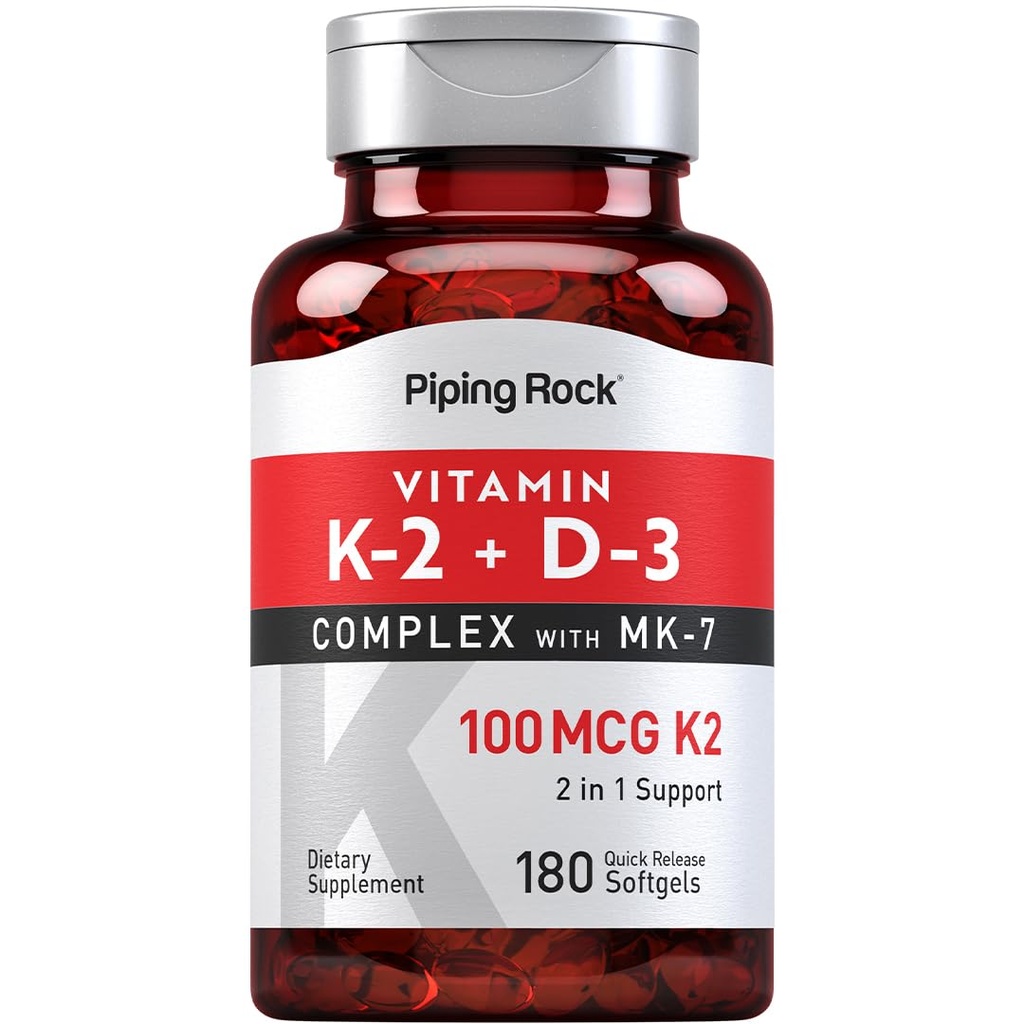 Piping Rock Vitamin K2 D3 Supplementet 124; 100 mcg