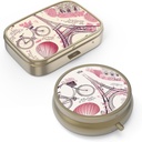Pill Case Pill Box med spejl Retro Small Pill Case til purse eller Pocket Bronze Pill Box eller vitaminer, fiskeolie, kosttilskud, Pill Containe Travel Gaver