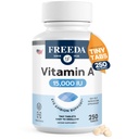 Freeda vitamin A 15.000 IE - Retinyl palmitat - Vegan, Kosher, Ingen fisk - Eye, Vision, Immun & Skin Support - Tiny Easy- to- Swallow Tablets - VIT A Vitamina A Supplement - 250 tabletter