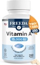 Freeda vitamin A 15.000 IE - Retinyl palmitat - Vegan, Kosher, Ingen fisk - Eye, Vision, Immun & Skin Support - Tiny Easy- to- Swallow Tablets - VIT A Vitamina A Supplement - 250 tabletter