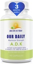 Vores daglige Vites ADK Vitamin Supplement - vitamin A, D3 & K (som MK7) - Bone & immunsystem support - Høj potens Vitaminer med ikke GMO ingredienser - Gluten Free, Soy Free Vegetabilske Kapsler