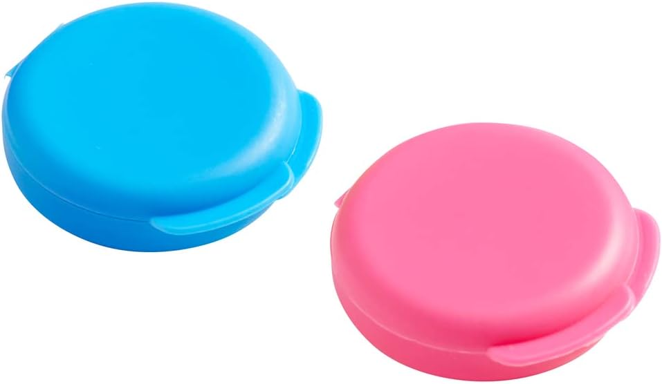 EZY DOSE Daily Round, Compact, Small, Discdrete, Portable On-The-Go Pocket Pharmacy, Pill Box, Organizer and Vitamin Containers, Snap Shut Lids, Travel Friendly, Blue & Pink, 2 Pack, BPA Free