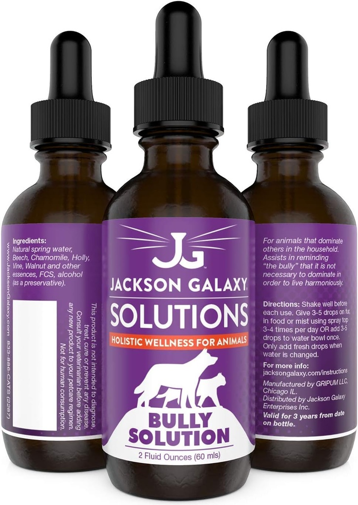 Jackson Galaxy: Bully Solution (2 oz.) - Pet Solution - fremmer afslapning og Calmness - kan støtte mobning og Dominance - All- Natural Formel - Reiki Energy