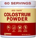 ECO- TASTE Colostrum Powder Removal 124; 20% IgG Koncentreret Pure Bovine Colostrum Superfood, Ingen tilsætningsstof, Gluten Free, Unflavored, 60 Servere