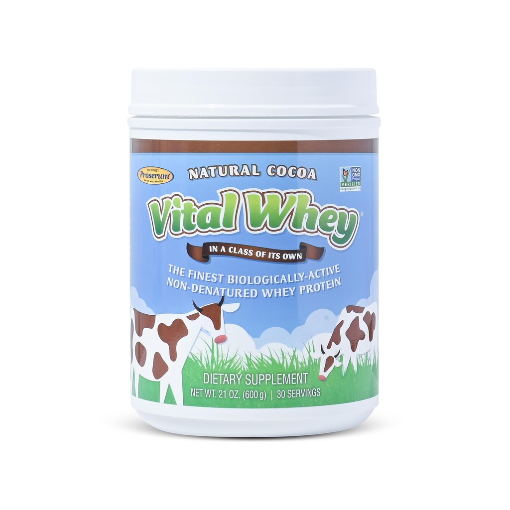 Grass- Fed Whey Protein Powder for immun Vitality, Natural Cocoa 600g (30 Servere), 15g Protein Per Serve, Vital Whey, Clean Holistic, Wellness Nutrition
