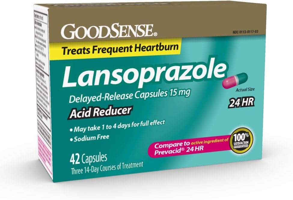 Good Sense Acid Reducer Lansoprazole Delayed Release Capsules, 15 mg, 42 Count