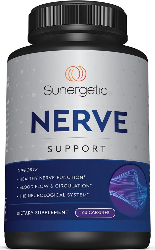 Premium Nerve Support Supplement - med Alpha Lipoic Acid (ALA) 600 mg, Acetyl- L- Carnitin (ALC) & Benfotiamin - Nerve Support Formel for sund cirkulation, fødder, hænder og tæer - 60 kapsler