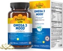 Country Life Omega 3 Mood – 2000mg Fish Oil with EPA & DHA – Brain, Heart & Mood Support – Lemon Flavored, No Fishy Aftertaste – Certified Gluten Free, Non-GMO – 90 Softgels
