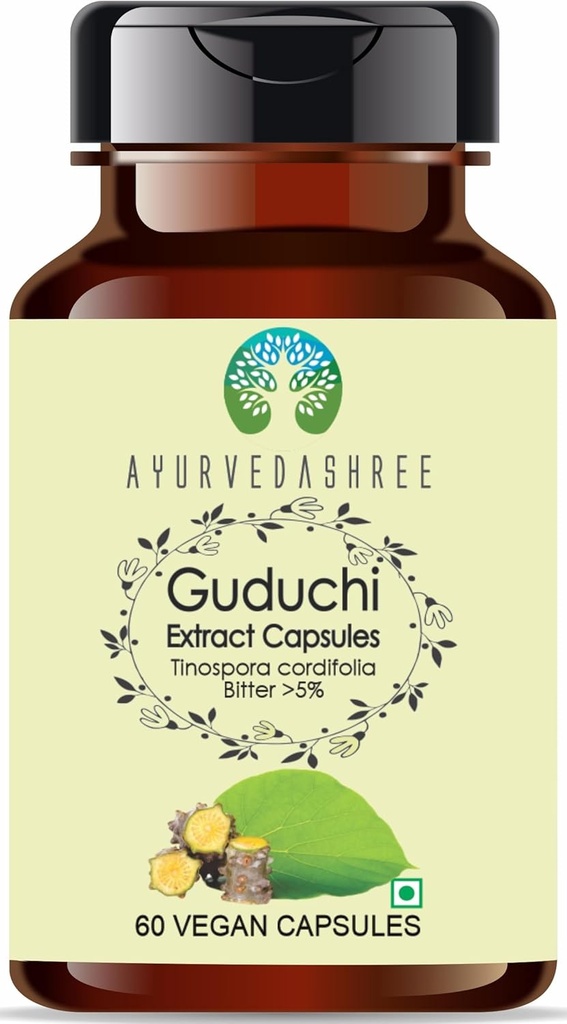 Guduchi Extract 500mg - 60 Vegetar Capsules Name 124; Tinospora Cordifolia # 124; All Natural # 124; 100% Vegan # 124; Glutenfri # 124; GMP Certificeret
