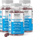 Amire af Dr. Awan Super Cranberry Gummies, Hjælper støtte Urinary Tract Sundhed, Hjælper øger immunfunktion, Gelatin- Free Cranberry Chews for Mænd & Kvinder, 180ct, 90- Day Supply