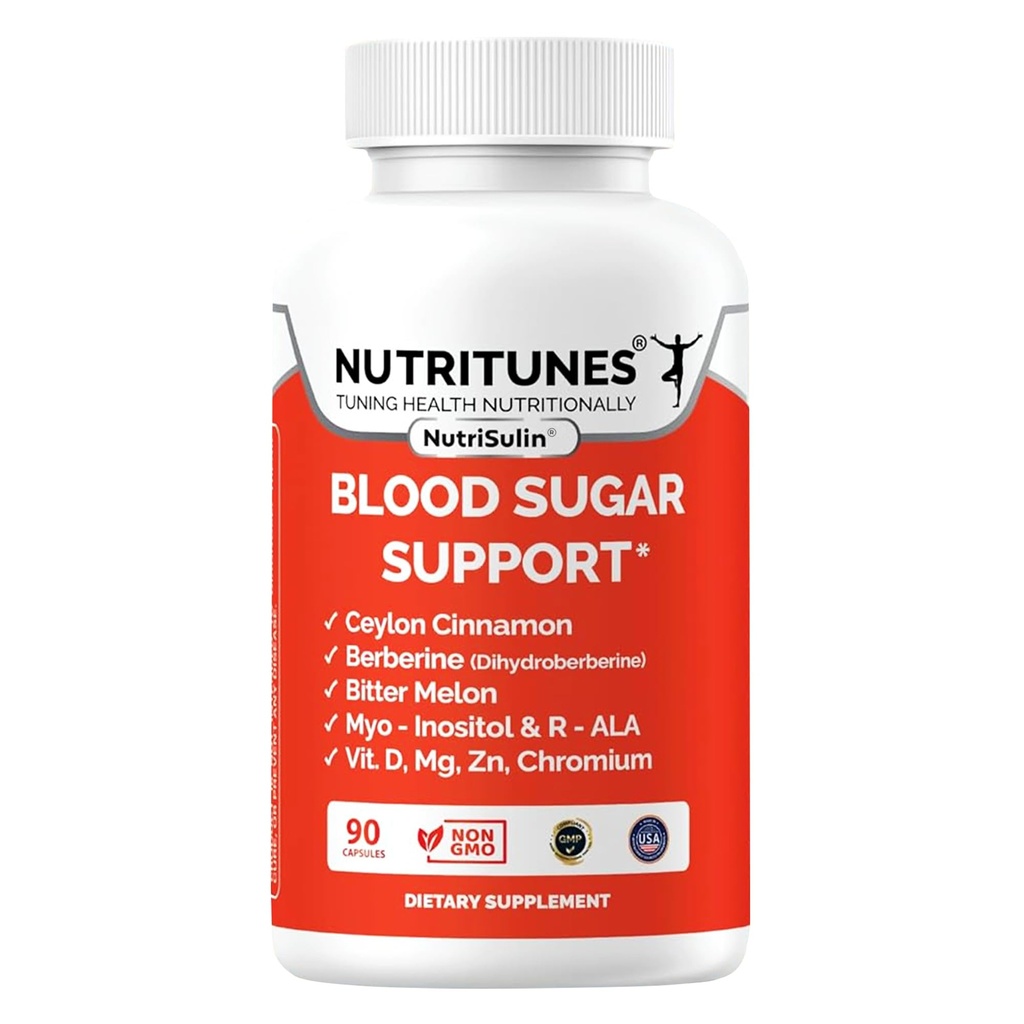 Blood Sugar Complex med Berberine, Ceylon Kanel, Panax Ginseng & Chrom - Understøtter sund sukker Metabolisme - 90 Nutrisulin supplement kapsler