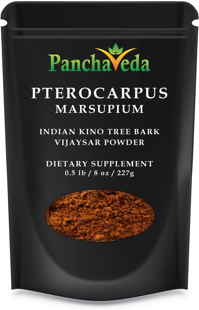 Ayurveda Pterocarpus Marsupium Powder (227g / 8 oz) Vijaysar Powder, Bijasar Churna, Indian Kino Tree Wild Crafted, Gluten Free, Lactose Free, GMO Free, Pure Herbal Dietary Supplement.
