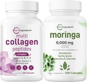 Mikroingredienser Multi Collagen Complex 240 Kapsler & Moringa Oleifera 6,000mg Ækvivalent 300 Kapsler Bundle 2 Pack • 124; Hydrolyseret protein peptider • 124; Antioxidant supplement