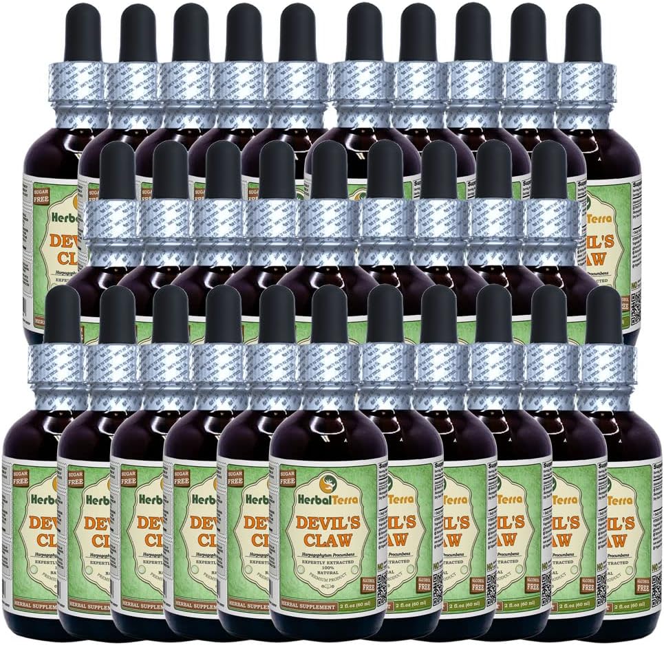Devil 's Claw (Harpagophytum Procumbens) Glycerit, Organic Tørret Root Alkohol- Free Liquid Extract (Brand Name: HerbalTerra, Stolt Made in USA) 30x2 fl.oz (30x60 ml)