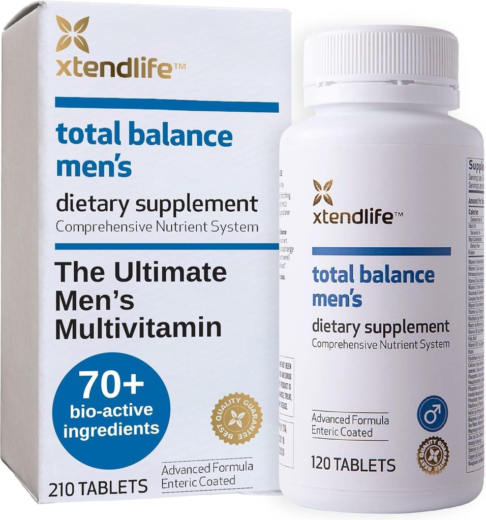 Xtenenlife Total Balance Mænds Multivitamin for immun, hjerte, fordøjelse og cellular sundhed - daglig støtte - 70 + næringsstoffer & mineraler - 30 dages forsyning