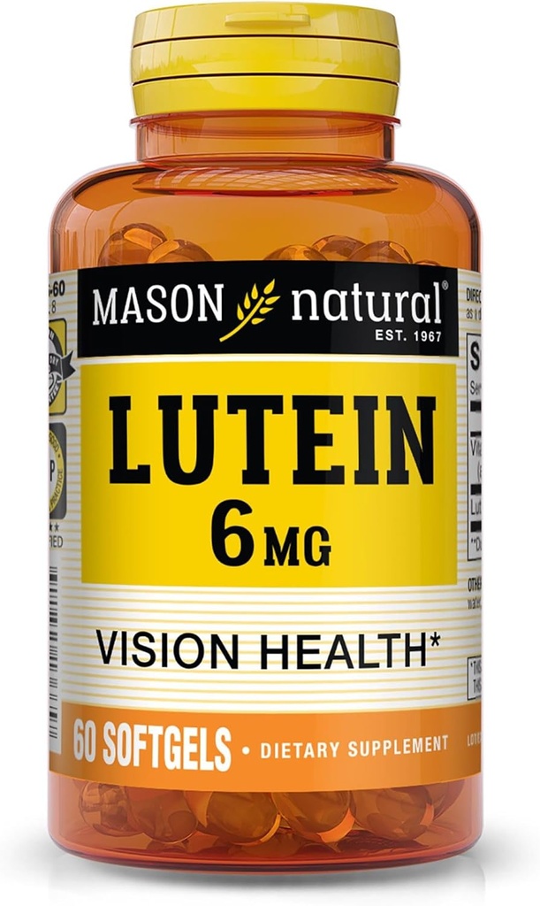 Mason Natural Lutein 6 mg med E-vitamin, 2 måneders forsyning, sund Vision & Øjenfunktion, understøtter normal øje sundhed