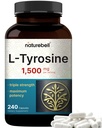 L Tyrosin Supplement, 1.500mg per servering, 240 Kapsler; essentielle aminosyrer - Brain Health Support for Memory, Kognitiv Sundhed, og Mental Alerness - Non-GMO