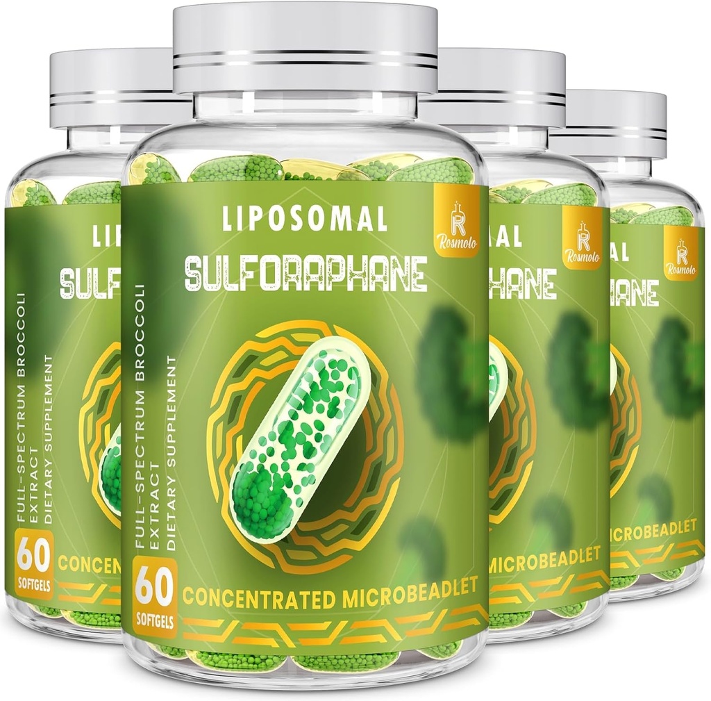 800 MG Liposomal Sulforaphane, Kraftig Dual- Levering for maksimal Absorption & Potency, Full- Spectrum Broccoli Extract, Antioxidant & Leversupplement, 240 Softgels
