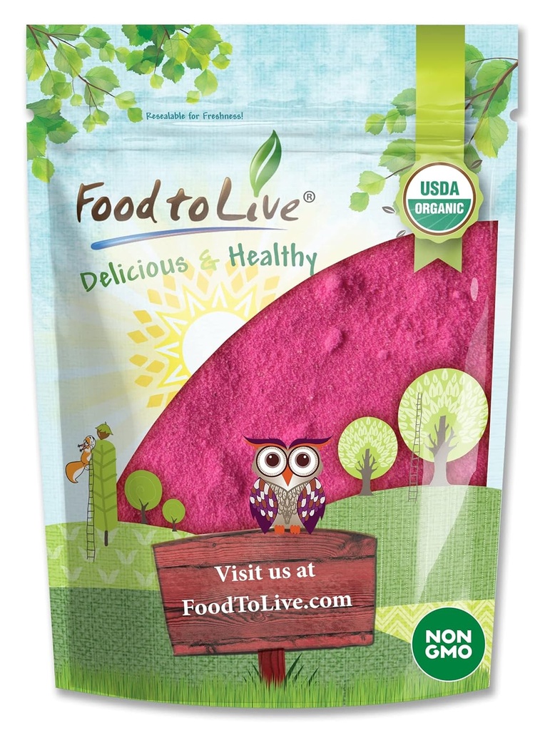 Mad til levende økologisk Dragon Fruit Powder, 1,5 pund - ikke-GMO, pulveriseret rød pitaya, Vegan, Bulk. Indeholder maltodextrin. Rig på antioxidanter, fibre, C-vitamin perfekt til shakes, Smoothie skåle