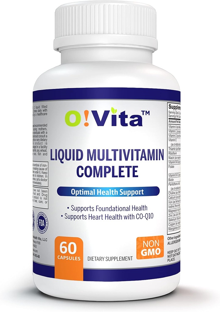 Flydende Multivitamin Complete, med en fuld spektrum af vitaminer og mineraler, Plus 42 Frugter og vegetabilske Proprietary Blend, Easy Absorption (60 Vegan flydende fyldt kapsler)